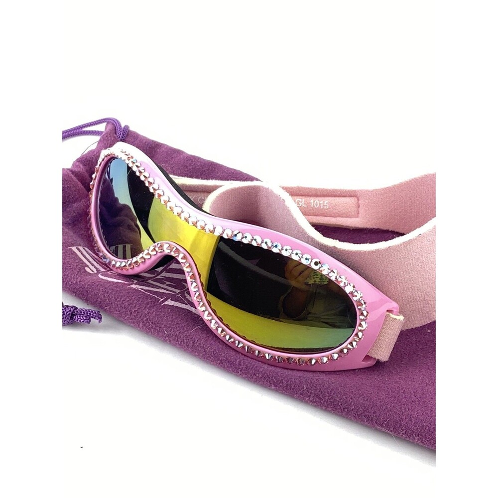 Girls Pink Sunglasses, Ski Googles w/band Jimmy Crystal With Swarovski USA